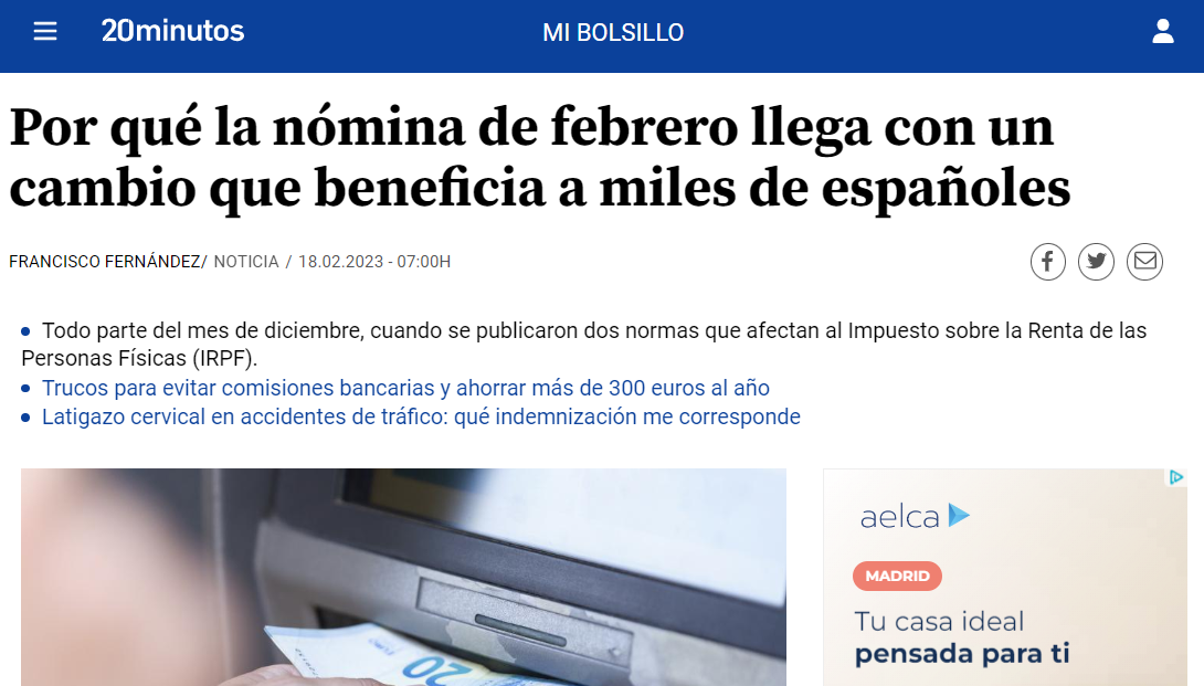 Por qué la nómina de febrero llega con un cambio que beneficia a miles de españoles